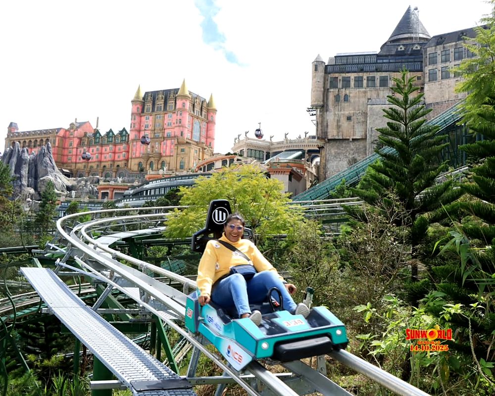 Riding the alpine coaster at Ba Na Hills